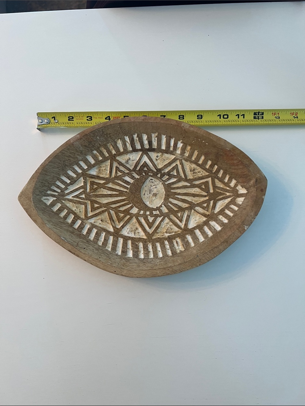 Brown Mango-wood Shiraleah Decorative Evil Eye Tray from Brooklyn, NY